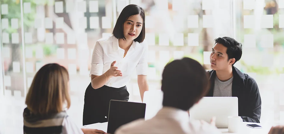 Young asian business people having a meeting